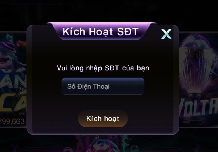 Kích hoạt tài khoản bằng số điện thoại cổng game 789Club.