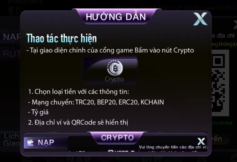 Hướng dẫn thao tác nạp tiền qua ví điện tử.