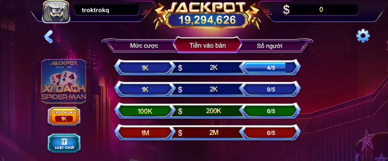 Xì Dách Spidermen Tại 789Club Đột Phá Với Giao Diện Và Tỷ Lệ Thưởng